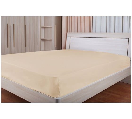 Изображение товара Простыня на резинке Primavelle 160x200 см, сатин, кремовый 114911406-сг11