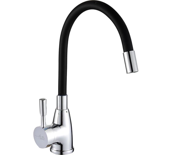 Изображение товара Смеситель для кухни FLOE, 40 мм, на гайке,с бок.штыревой ручкой, с гибким черным изливом FK234-DN
