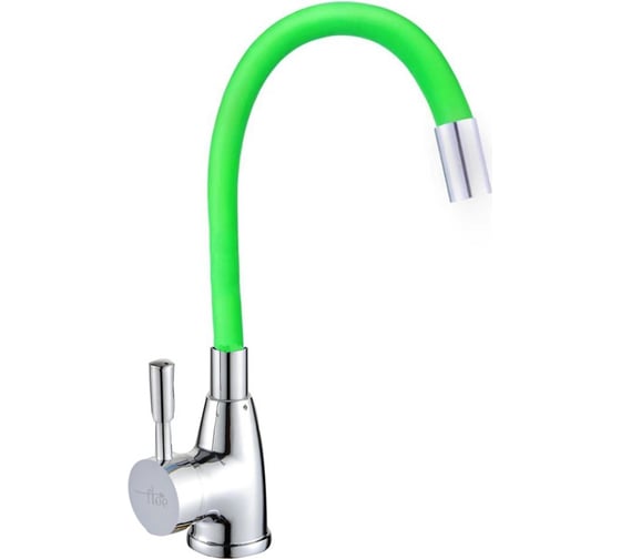 Изображение товара Смеситель для кухни FLOE, 40 мм, на гайке,с бок.штыревой ручкой, с гибким салатовым изливом FK234-DG