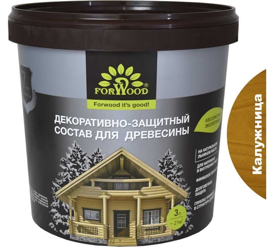 Изображение товара Декоративно-защитный состав для древесины Forwood ВДПФ-1601 калужница, 3 л 4630058024350