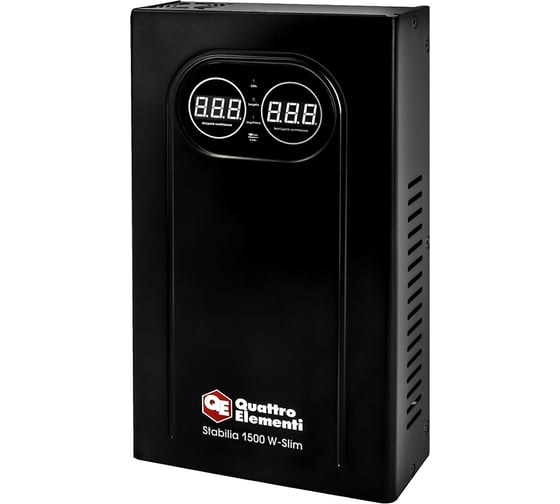 Изображение товара Стабилизатор напряжения настенный QUATTRO ELEMENTI Stabilia 1500 W-Slim (1500 ВА, 140-270 В) 917-780