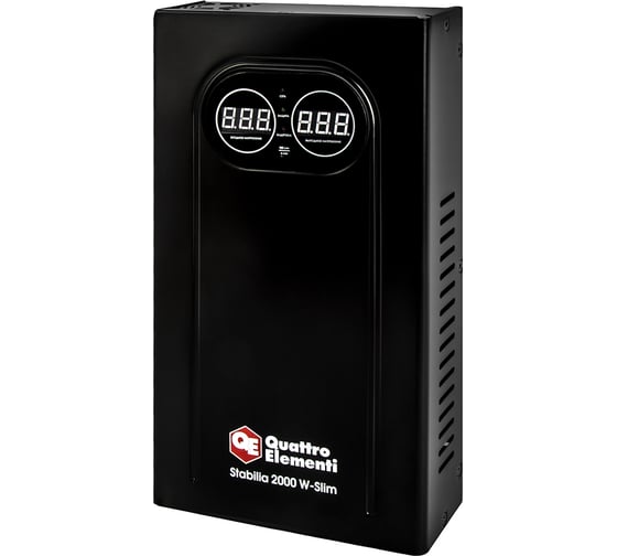 Изображение товара Стабилизатор напряжения настенный QUATTRO ELEMENTI Stabilia 2000 W-Slim (2000 ВА, 140-270 В) 917-797