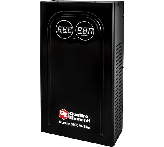 Изображение товара Стабилизатор напряжения настенный QUATTRO ELEMENTI Stabilia 5000 W-Slim (5000 ВА, 140-270 В) 917-810