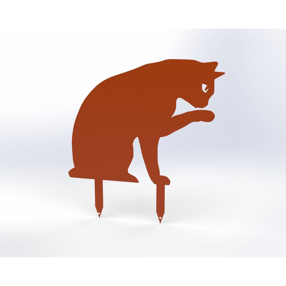 Изображение товара Садовая металлическая фигурка котик модель 6 оранжевая 115054