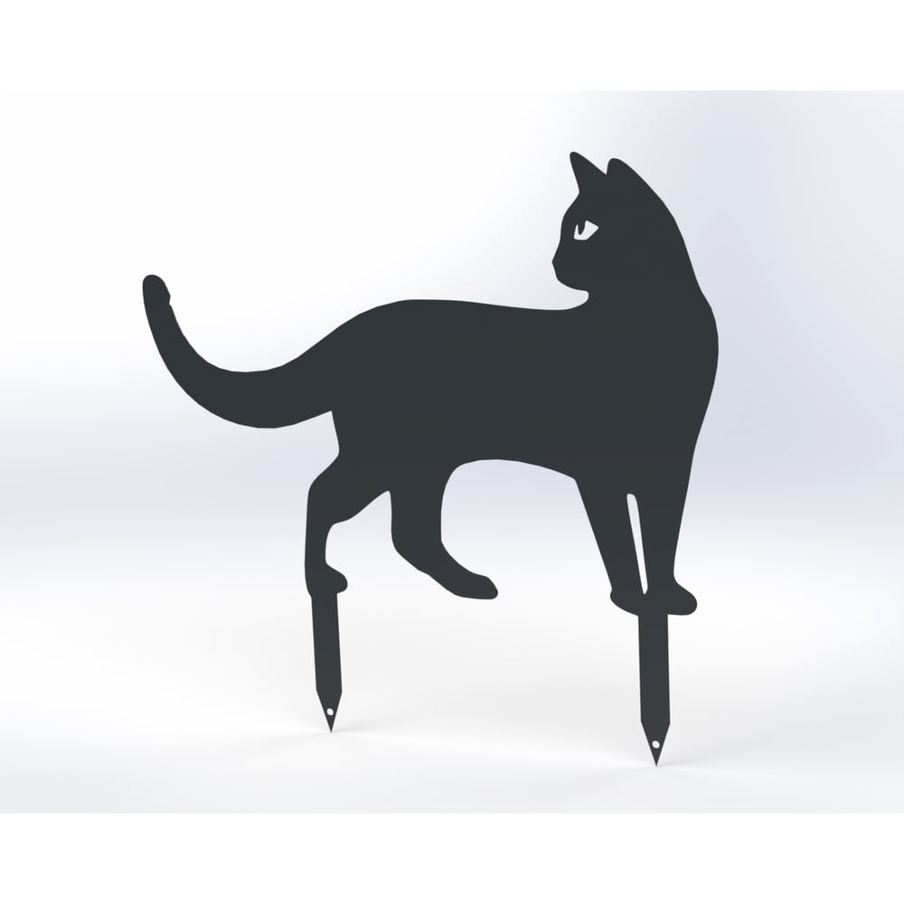 Изображение товара Садовая металлическая фигурка котик из стали серого цвета 5 модель 115044