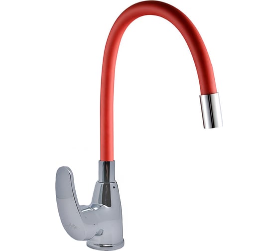Изображение товара Смеситель для кухни FLOE, 40 мм, на гайке, с боковой ручкой, с гибким красным изливом FK234-GR