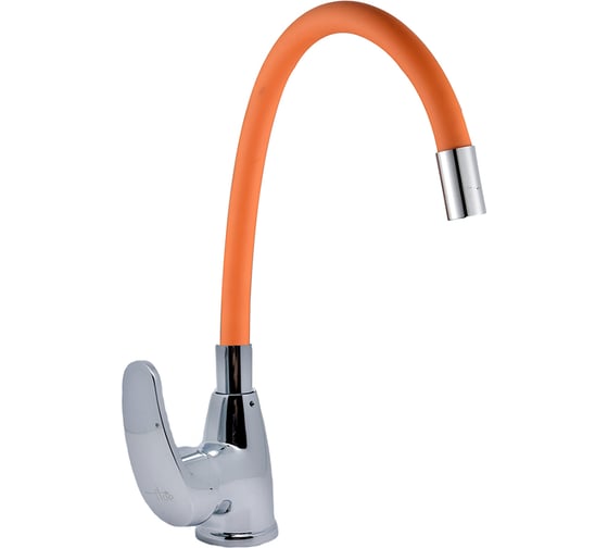 Изображение товара Смеситель для кухни FLOE, 40 мм, на гайке, с боковой ручкой, с гибким оранжевым изливом FK234-GO
