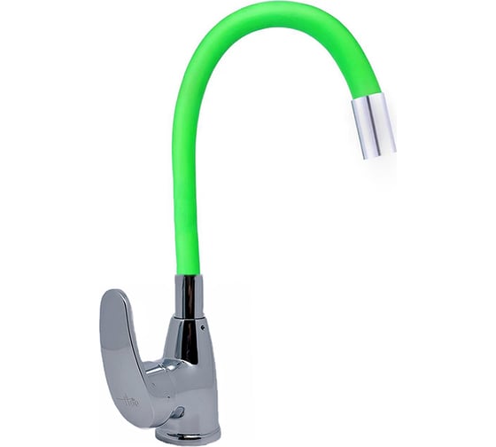 Изображение товара Смеситель для кухни FLOE, 40 мм, на гайке, с боковой ручкой, с гибким салатовым изливом FK234-GG