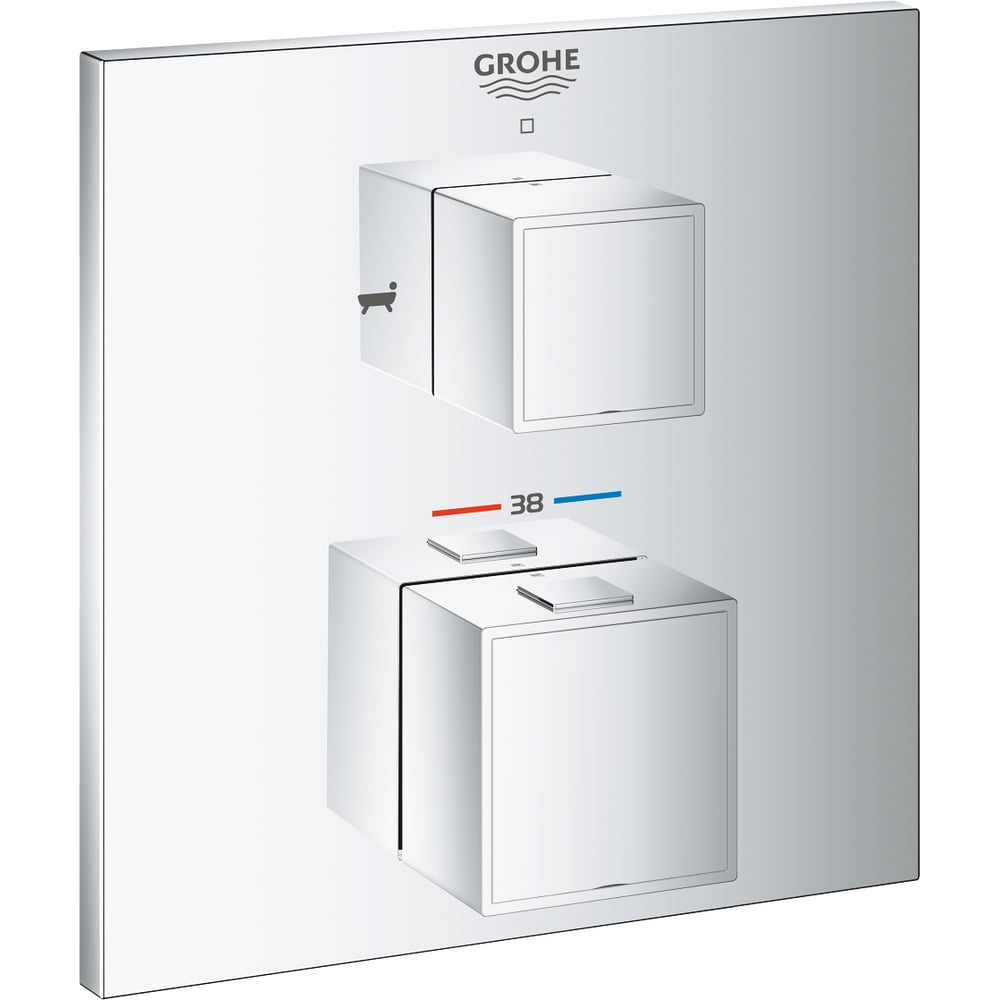 фото Термостат для ванны grohe grohtherm cube с переключателем на 2 положения ванна/душ, 24155000
