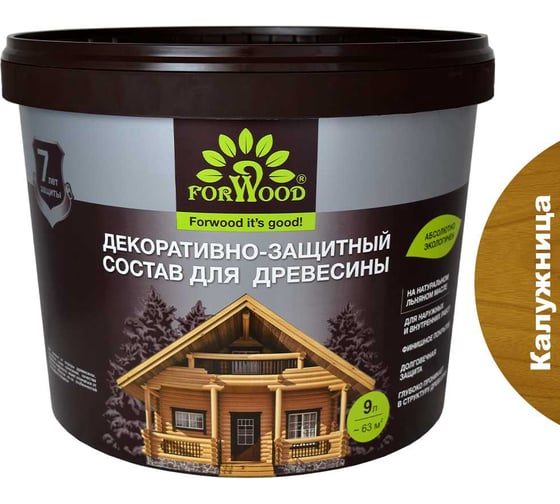 Изображение товара Декоративно-защитный состав для древесины Forwood ВДПФ-1601 калужница, 9 л 4630058024367