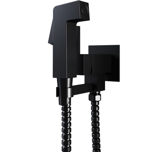 Изображение товара Гигиенический встраиваемый душ Paini Bella в комплекте лейка, шланг, черный матовый 31912