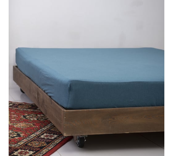 Изображение товара Простыня на резинке KUPU-KUPU VIOLETT 90x200x25, трикотажная, морская волна меланж KPM-90/мор.волн меланж