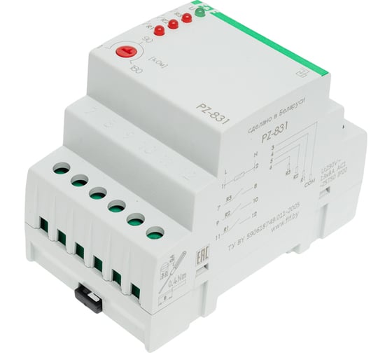 Изображение товара Трехуровневое реле уровня жидкости Евроавтоматика F&F PZ-831 (без датчиков) независимый контроль по каждому уровню, 3 DIN EA08.001.011