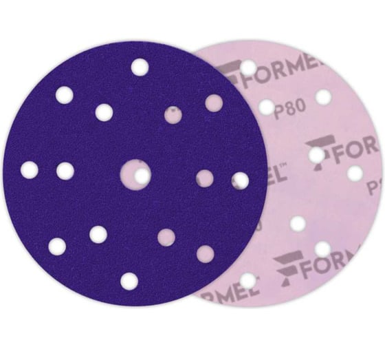 Изображение товара Диск CERAMIC PLUS 150 мм, 15 отверстий, Р 080, 50 шт Formel 93823150080