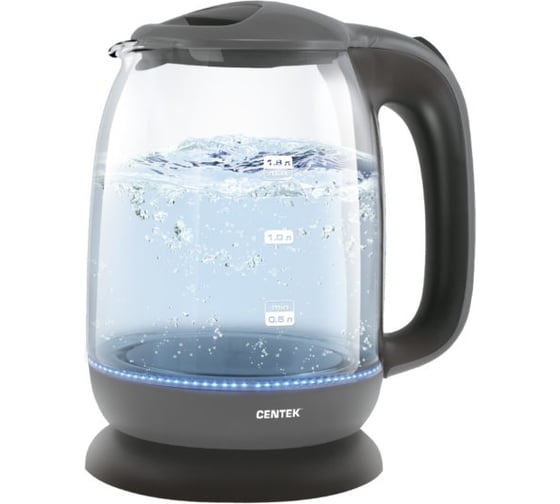 Изображение товара Чайник Centek серый, Vancouver стекло, 1.8 л, 2200 Вт, внутренняя LED подсветка, кнопка CT-0034