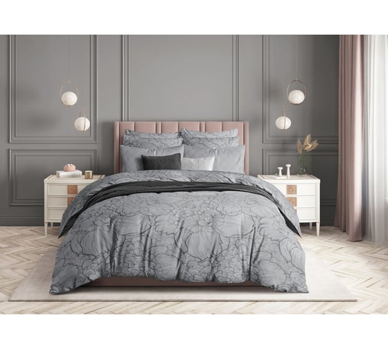 Изображение товара Комплект постельного белья Guten Morgen бязь, рис.1075, Twilight peonies, евро, с наволочкой 50x70 см D-1075-220-200-50