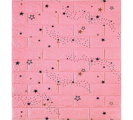 Изображение товара Мягкая самоклеящаяся 3D панель LAKO комплект 5 шт., Кирпич розовый звездное небо, 70x77 см LKD-87-04-502-KO