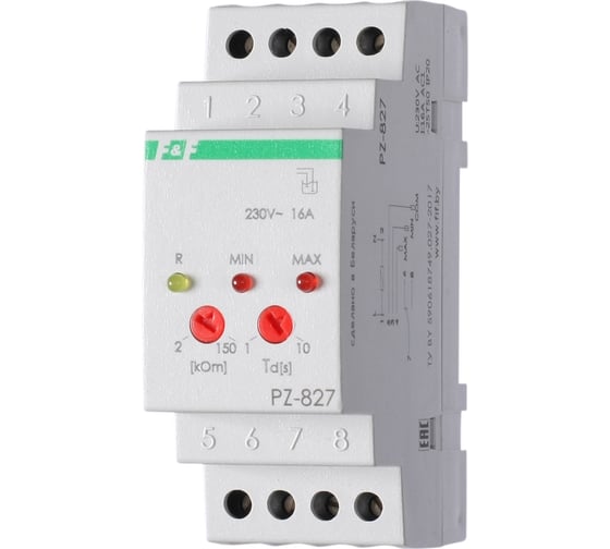 Изображение товара Двухуровневое реле уровня жидкости Евроавтоматика F&F PZ-827 регулируемая чувствительность, регулируемая задержка переключения, 2 DIN EA08.001.014