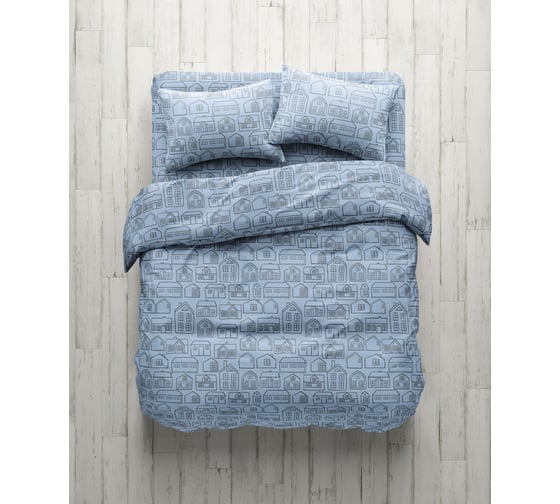 Изображение товара Комплект постельного белья Guten Morgen бязь, рис.1133, Hometown, 2 спальный макси, с наволочкой 70x70 см GMБ-1133-175-200-70