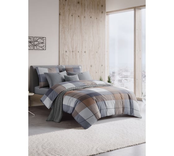 Изображение товара Комплект постельного белья Guten Morgen бязь, рис.1136, Cozy evening, евро, с наволочкой 70x70 см ПБ-1136-200-200-70