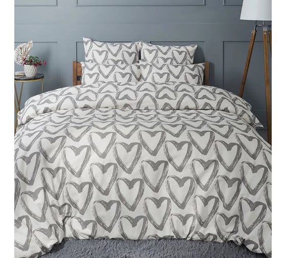 Изображение товара Комплект постельного белья Guten Morgen бязь, рис.1147, In love, 1.5 спальный, с наволочкой 50x70 см ПБ-1147-143-150-50