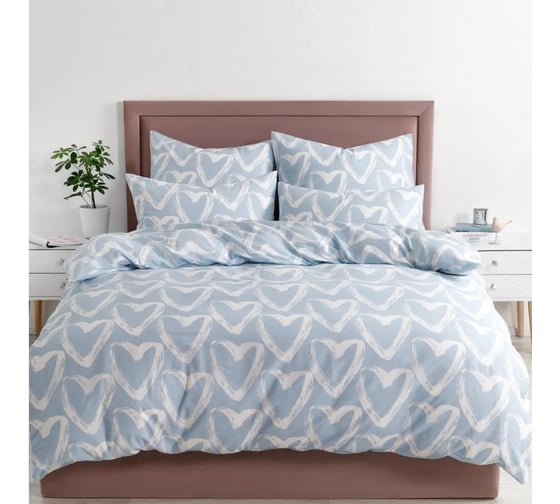 Изображение товара Комплект постельного белья Guten Morgen бязь, рис.1150, Affairs of the heart, 2 спальный Макси, с наволочкой 50x70 см GMБ-1150-175-200-50