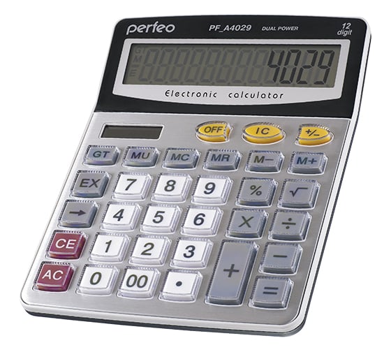 Изображение товара Бухгалтерский калькулятор Perfeo PF A4029 12-разрядный, GT, серебристый 30010590