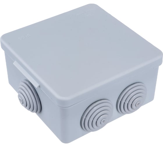 Изображение товара Распределительная коробка Промрукав для прямого монтажа безгалогенная HF серая 100х100х50 1 шт 40-0302