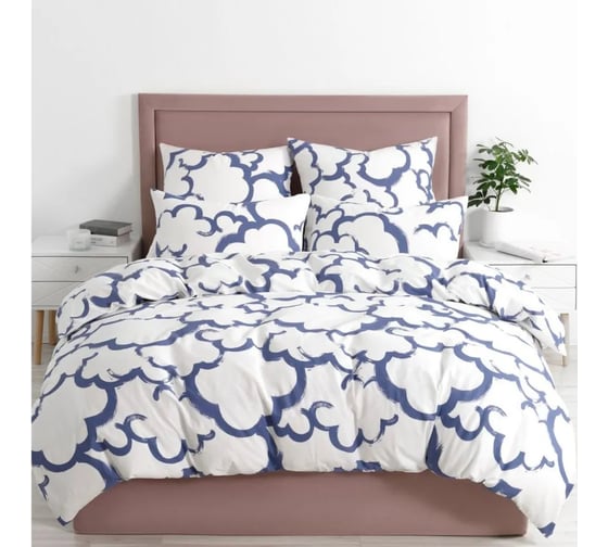 Изображение товара Комплект постельного белья Guten Morgen бязь, рис.1161, Коттон клауд, 2 спальный Макси, с наволочкой 70x70 см ПБ-1161-175-200-70
