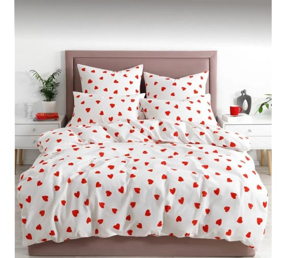 Изображение товара Комплект постельного белья Guten Morgen бязь, рис.1162, lovely, 2 спальный Макси, с наволочкой 70x70 см ПБ-1162-175-200-70