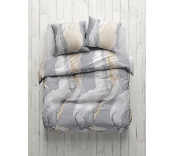 Изображение товара Комплект постельного белья Guten Morgen поплин, рис.1130, Fog, евро, с наволочкой 70x70 см БП-1130-220-240-70