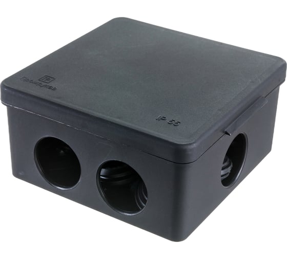 Изображение товара Распределительная коробка Промрукав для прямого монтажа безгалогенная HF черная 100х100х50 1 шт 40-0302-9005