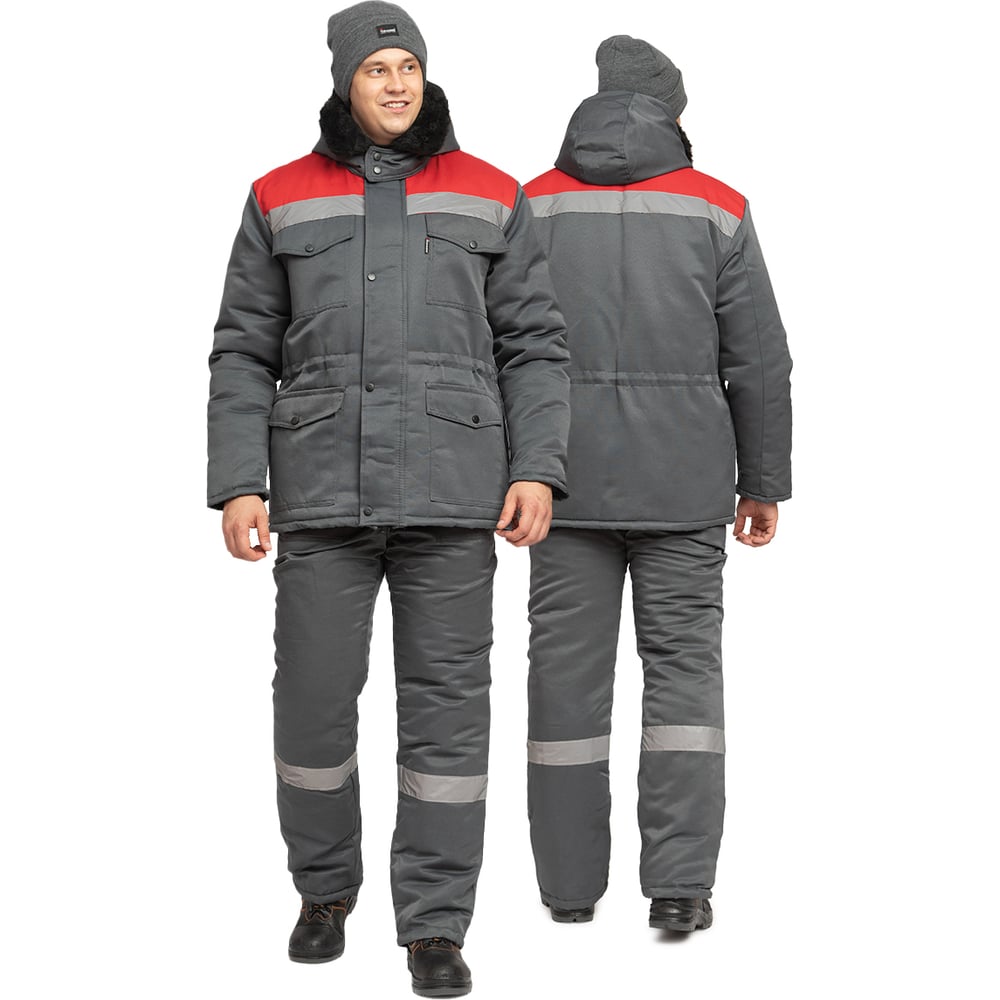 Изображение товара Мужской утепленный костюм Прабо Мастерок 2 серый красный размер 60-62 зимний костюм двойка