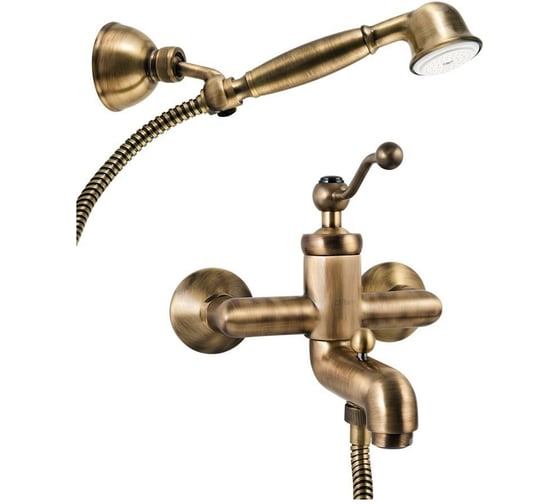Изображение товара Смеситель для ванны Paini Duomo с душевым комплектом (лейка, крепеж, шланг), бронза 16907