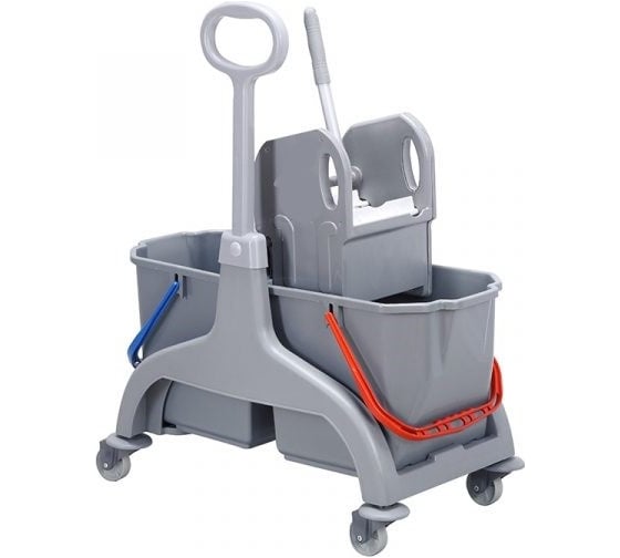 Изображение товара Тележка гигиеническая уборочная пластиковая Uctem-Plas 2 ведра по 25 литров, с отжимом, серая арт. SCHEC50D 29278