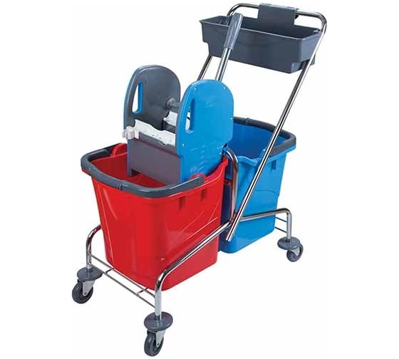 Изображение товара Тележка для уборки двухведерная Uctem-Plas 2x25л с отжимом+доп. контейнер арт.CK753 29276