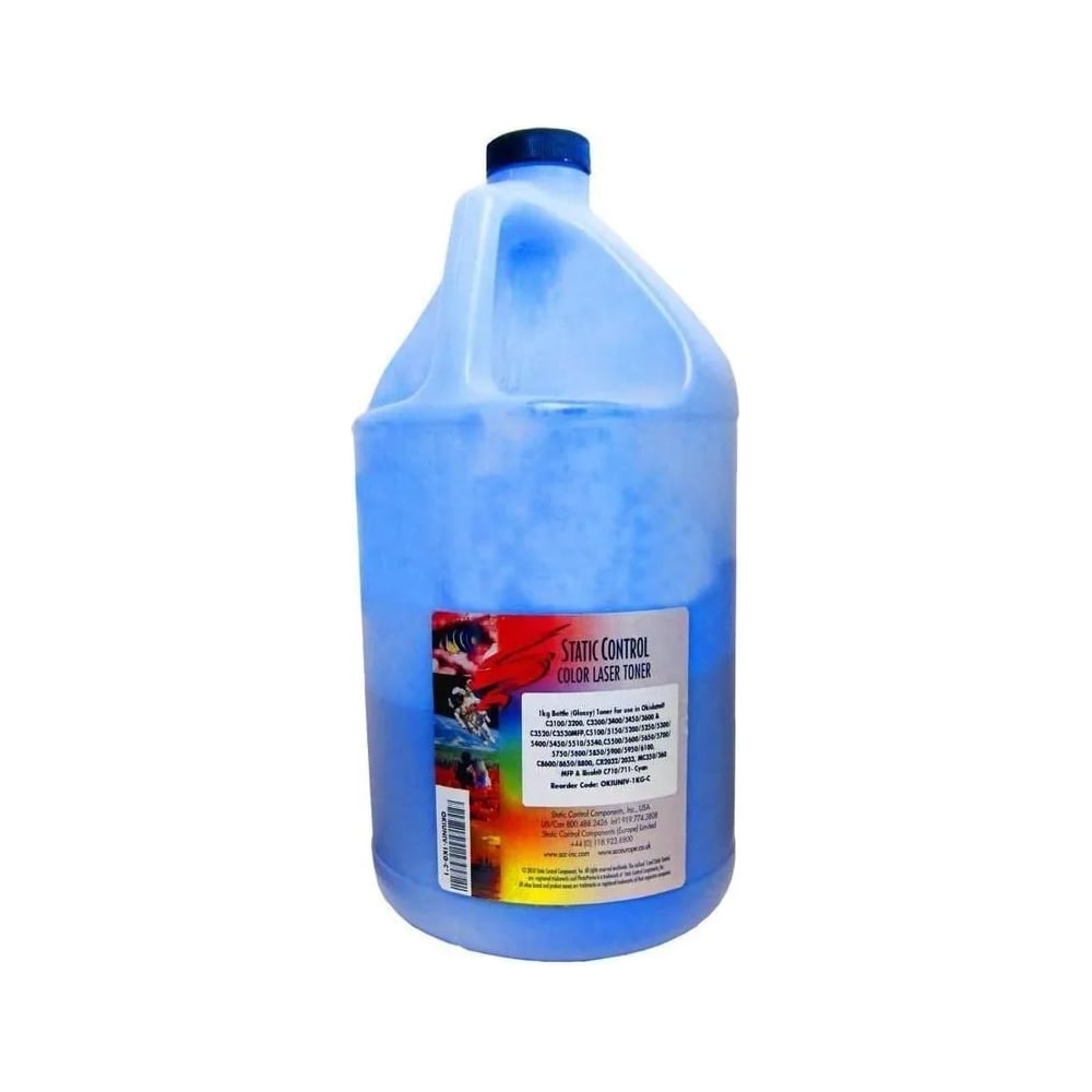Изображение товара Тонер STATIC CONTROL OKIUNIV3-1KG-C голубой флакон 1000 г Oki C3300N/5500 для принтера 1739110