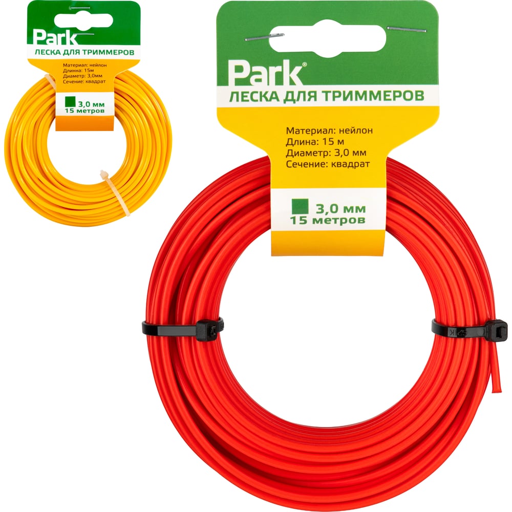 Изображение товара Леска для триммера Park 990600 3 мм 15 м квадрат желтая