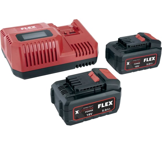 Изображение товара Комплект из двух аккумуляторов и зарядного устройства FLEX P-Set 55 R (491349) 532739