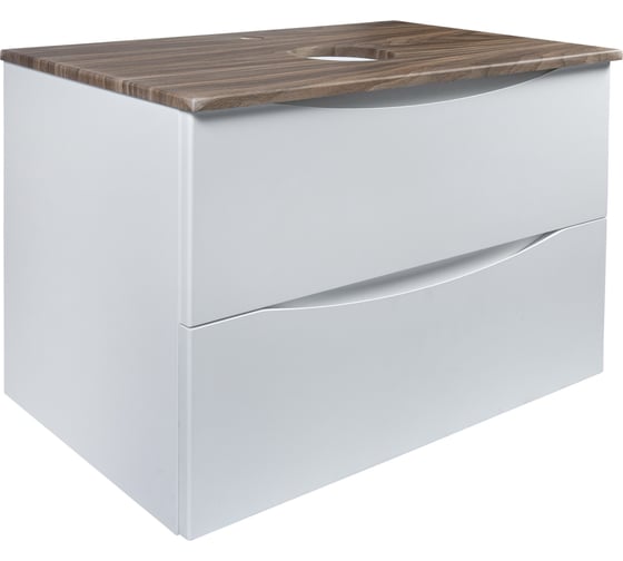 Изображение товара Тумба подвесная BOND Cube 80 см, белая, со столешницей под дерево, без раковины T09805