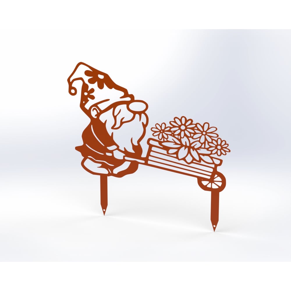 Изображение товара Металлическая садовая фигурка Гномик Модель 4 оранжевая Металекс