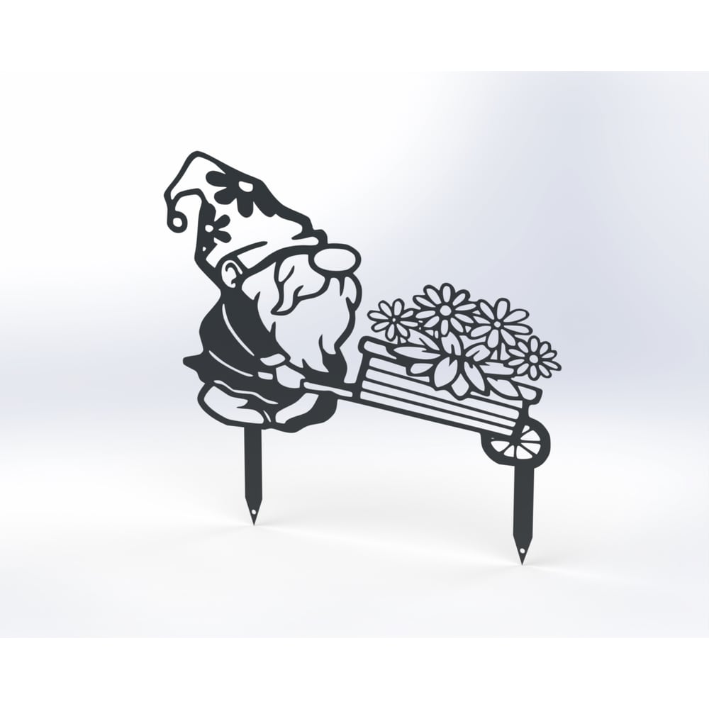 Изображение товара Металлическая садовая фигурка Гномик Модель 4 серого цвета от Металекс