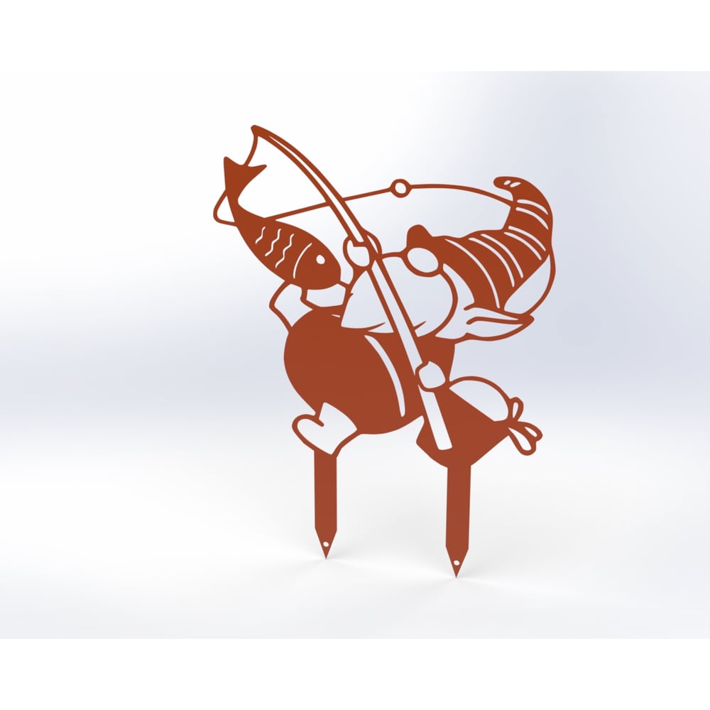 Изображение товара Металлическая садовая фигура гномик Металекс Модель 5 оранжевый