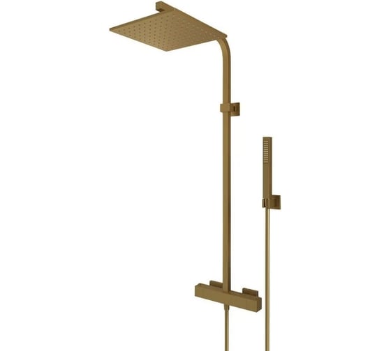Изображение товара Душевая система Paini Dax-R с тропическим душем и термостатом, матовое золото, покрытие покрытие PVD 31639