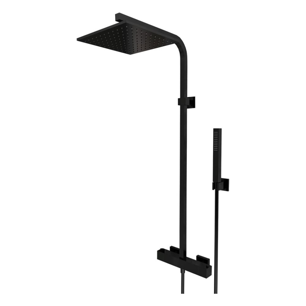 Изображение товара Душевая система Paini Dax-R с тропическим душем и термостатом черный матовый