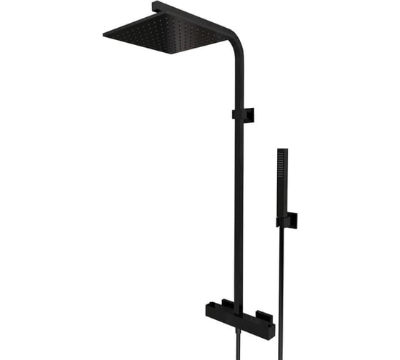 Изображение товара Душевая система Paini Dax-R с тропическим душем и термостатом, черный матовый, покрытие покрытие PVD 31266