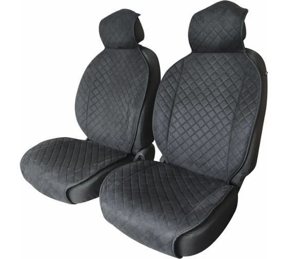 Изображение товара Накидки на передние сиденья DEFLY из черной замши с стежкой ромб (2 шт.) HA1-2