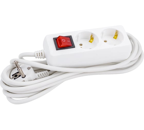 Изображение товара Удлинитель IEK У02К-выкл., 2 места, 2Р+РЕ, 5 метров, 3х1мм2, 16А/250 WYP10-16-02-05-ZK-N