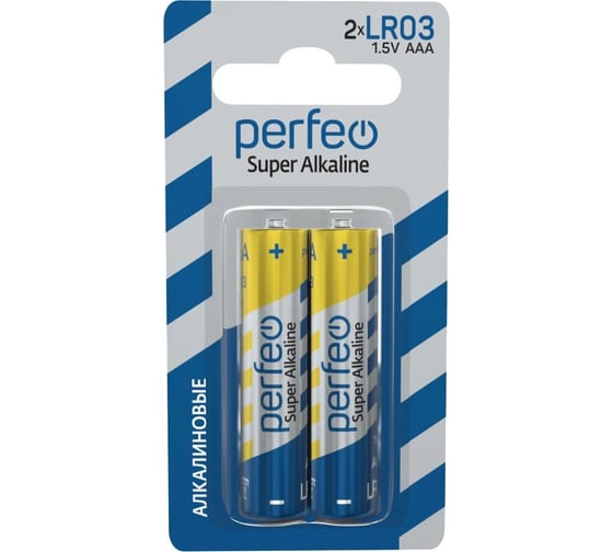 Изображение товара Алкалиновые батарейки Perfeo LR03 mini, 2 шт., на блистере 30008801