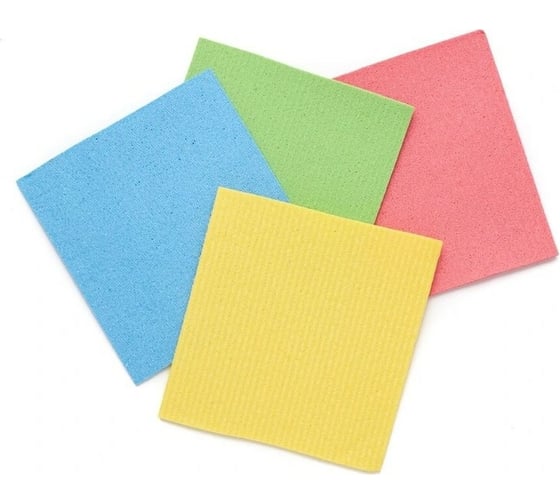 Изображение товара Губчатая салфетка из целлюлозы CISNE 4 шт., разноцветная, 18x18 см 310180